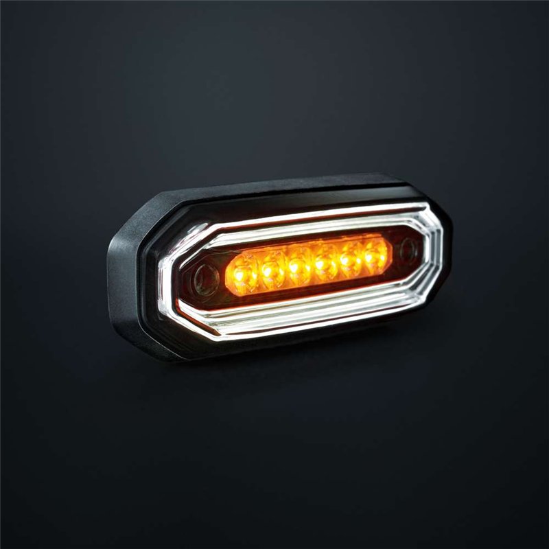 Warning light - Strands - FOR9T Aura - 5.2" - 13.2cm - Smoke - Position light White - 20 flash patterns - Amber - R65-2 - 12V-48V Warning light - Strands - FOR9T Aura - 5.2" - 13.2cm - Smoke - Position light White - 20 flash patterns - Amber - R65-2 - 12V-48V