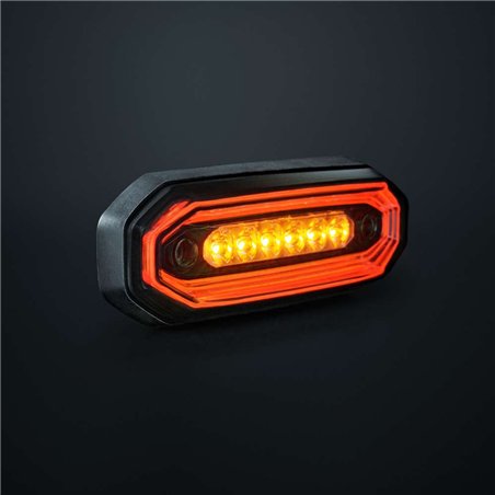 Warning light - Strands - FOR9T Aura - 5.2" - 13.2cm - Smoke - Position light Red - 20 flash patterns - Amber - R65-2 - 12V-48V