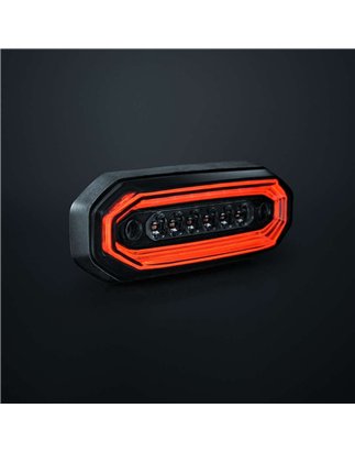 Warning light - Strands - FOR9T Aura - 5.2" - 13.2cm - Smoke - Position light Red - 20 flash patterns - Amber - R65-2 - 12V-48V