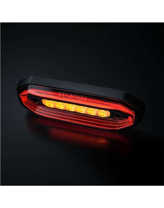 Warning light - Strands - FOR9T Aura - 5.2" - 13.2cm - Smoke - Position light Red - 20 flash patterns - Amber - R65-2 - 12V-48V
