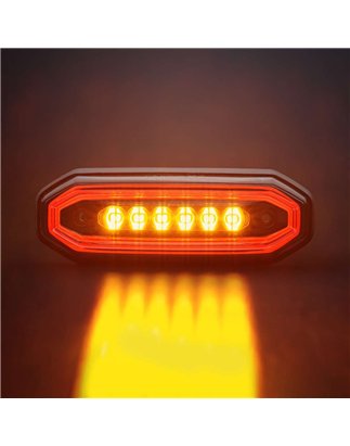 Warning light - Strands - FOR9T Aura - 5.2" - 13.2cm - Smoke - Position light Red - 20 flash patterns - Amber - R65-2 - 12V-48V