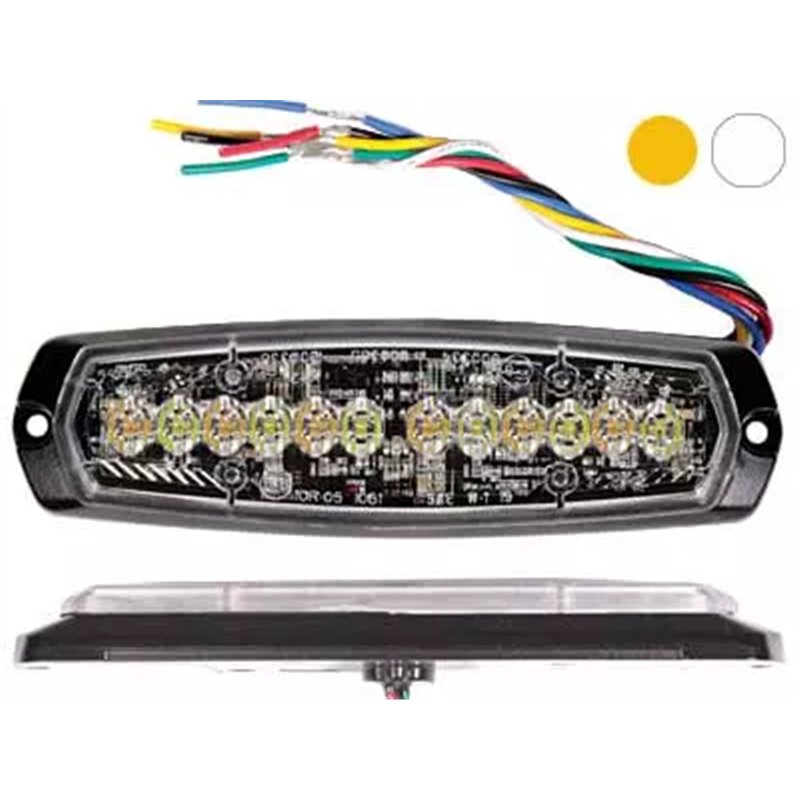 Flitser - Axixtech - SM6-D - Dual Color - 5.4" - 13.7cm - Helder - 28 flitspatronen - Wit/Amber - R65-2 - 12V-24V