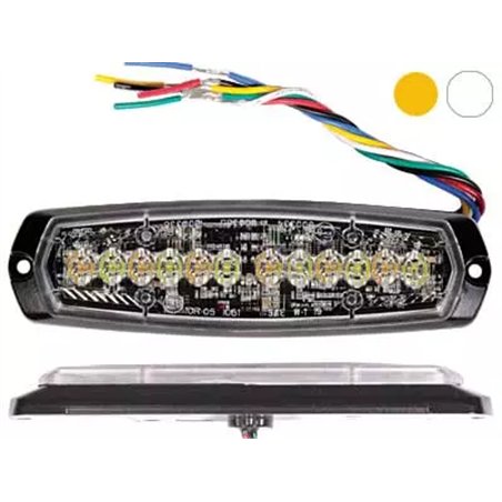 Warning light - Axixtech - SM6-D - Dual Color - 5.4" - 13.7cm - Clear - 28 flash patterns - White/Amber - R65-2 - 12V-24V