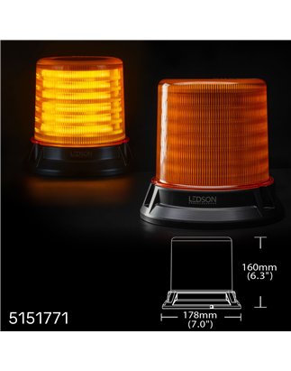 Beacon - Ledson - Optoguard Silo - 7" - 17.8cm - Amber - Old School - 8 flash patterns - R65-2 - 12V-48V