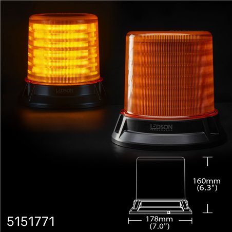 Beacon - Ledson - Optoguard Silo - 7" - 17.8cm - Amber - Old School - 8 flash patterns - R65-2 - 12V-48V