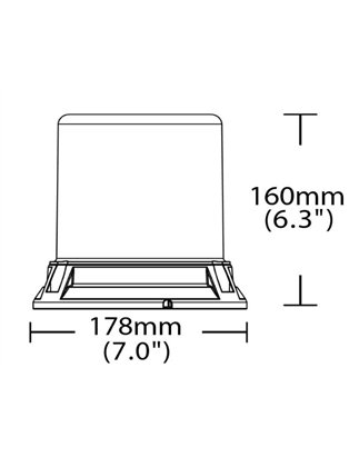 Zwaailamp - Ledson - Optoguard Silo - 7" - 17.8cm - Amber - Old School - 8 flitspatronen - R65-2 - 12V-48V
