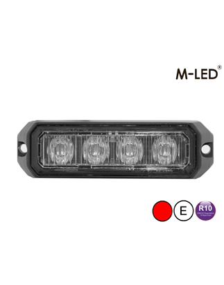Blitzleuchte - M-Led - Pro 4 - Compact - 3.7" - 9.5cm - Klar - 26 Blitzmuster - Rot - 12V-24V