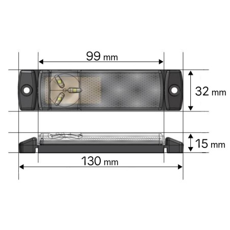Begrenzungsleuchte - Ledson - Optoline STAR - 5.1" - 13cm - 500cm Kabel - Klar - Amber - 12V-30V