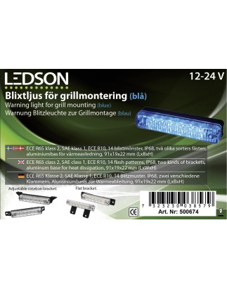 Warning light - Ledson - 4.3" - 10.9cm - Clear - 14 flash patterns - Blue - R65-2 - 12V-24V