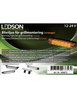 Blitzleuchte - Ledson - 4.3" - 10.9cm - Klar - 14 Blitzmuster - Amber - R65-2 - 12V-24V