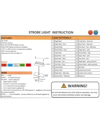 Blitzleuchte - Ledson - 6 LED - 4.4" - 11.3cm - Klar - 26 Blitzmuster - Amber - R65 - 12V-30V
