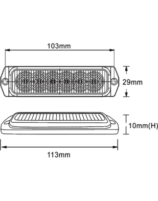 Blixtljus - Ledson - 6 LED - 4.4" - 11.3cm - Klar - 26 blixtmönster - Bärnsten - R65 - 12V-30V -