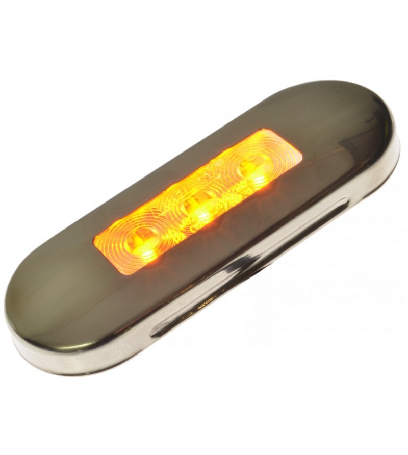 Markeringslicht - Ledson - rvs/chrome - 3.3" - 8.3cm - Amber - 12V-24V