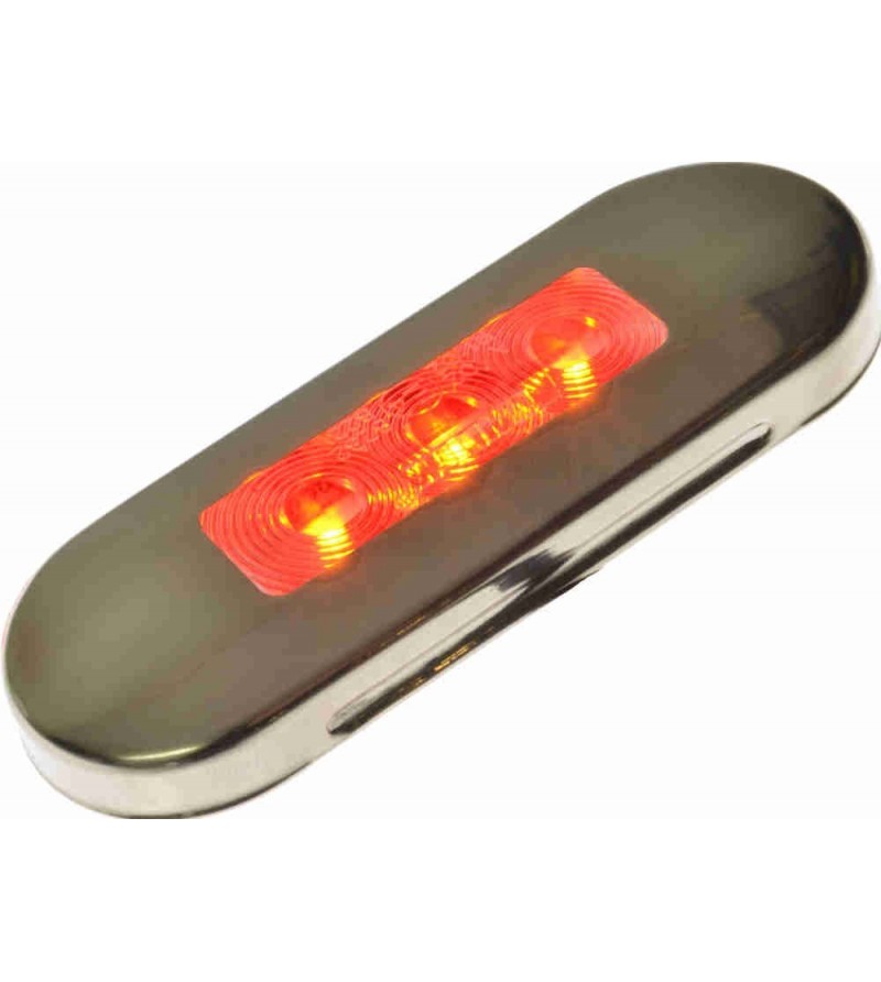 Markeerlicht LED Rood opbouw chroom (superdun) - 210131c