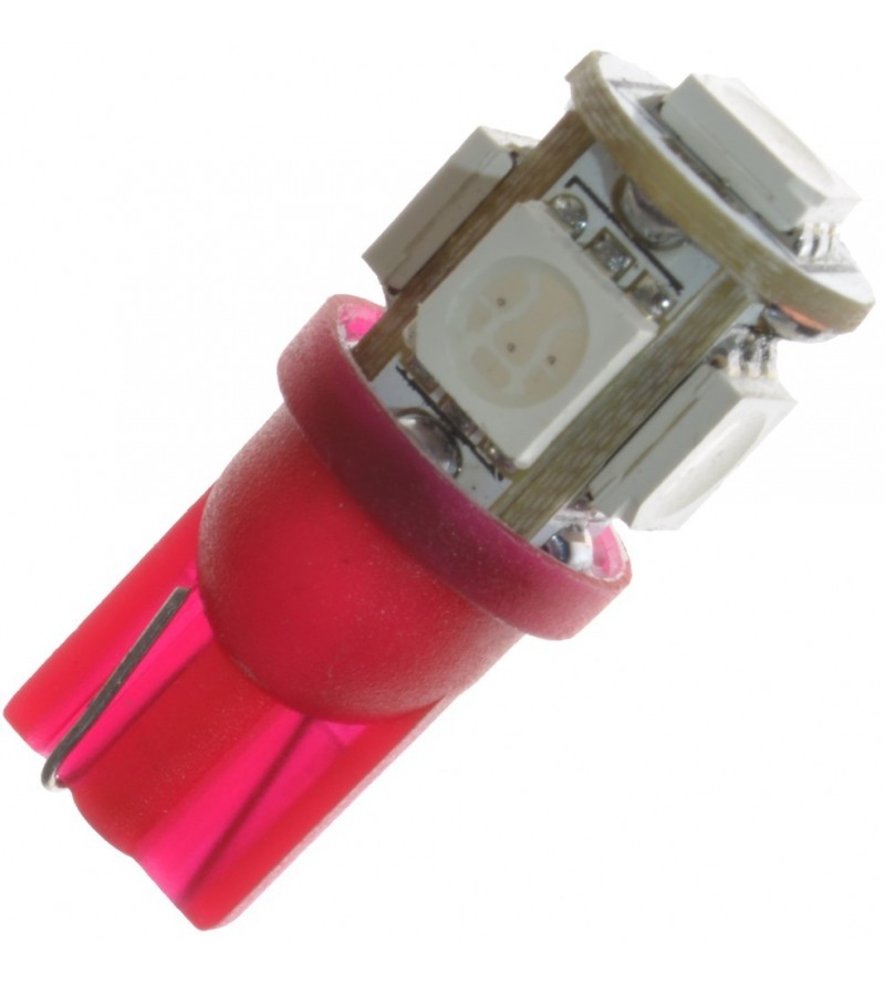 T10/W5W lamp LED 12V 5 LED Rood - 321052 T10/W5W lamp LED 12V 5 LED Rood - 321052