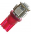 T10/W5W lamp LED 12V 5 LED Rood - 321052