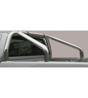 Navara NP 300 16- Roll Bar on Tonneau Inox (2 pipes version) - RLSS/2400/IX - Lights and Styling