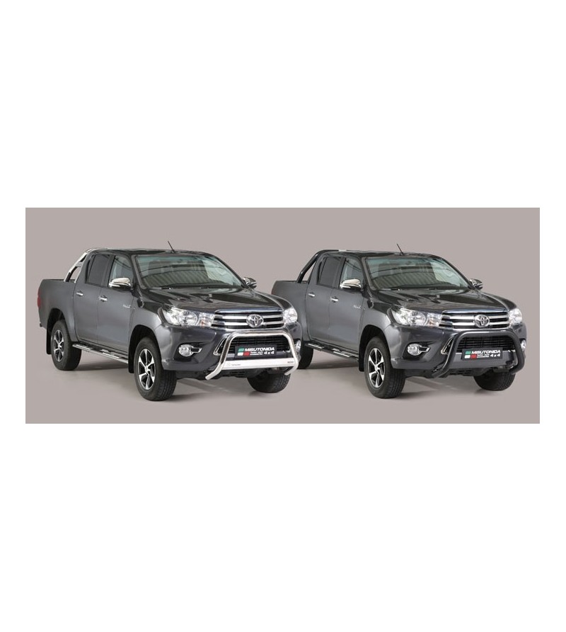 TOYOTA HILUX 16+ Roll Bar on Tonneau Black Coated Inox (3 pipes version) - RLSS/3410/PL - Lights and Styling