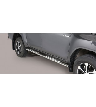 TOYOTA HILUX 16+ Oval Design Side Protections Inox - Double Cab - DSP/410/IX - Lights and Styling