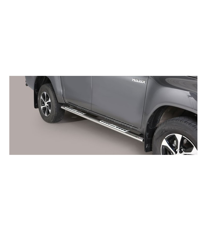 TOYOTA HILUX 16+ Oval Design Side Protections Inox - Double Cab - DSP/410/IX - Lights and Styling