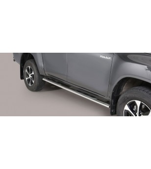 TOYOTA HILUX 16+ Oval grand Pedana (Oval Side Bars with steps) Inox - Double Cab - GPO/410/IX - Lights and Styling