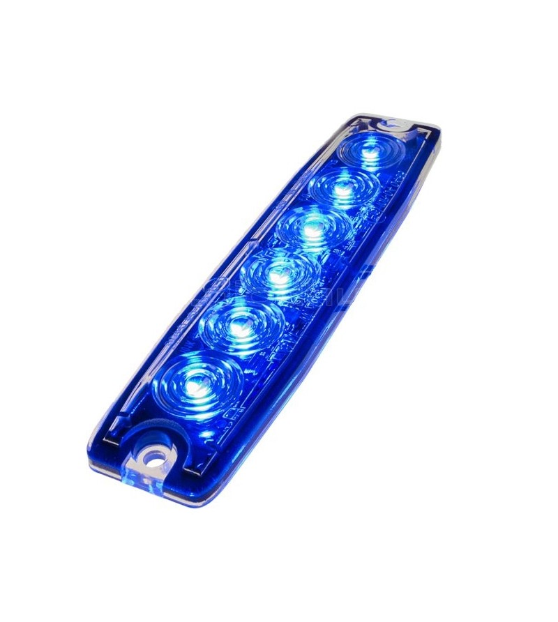 Warning light - Ledson - 6-Led - 6 led - 5.7" - 14.6cm - Clear - Super thin - 23 Flash patterns - Blue - 12V-24V Warning light - Ledson - 6-Led - 6 led - 5.7" - 14.6cm - Clear - Super thin - 23 Flash patterns - Blue - 12V-24V