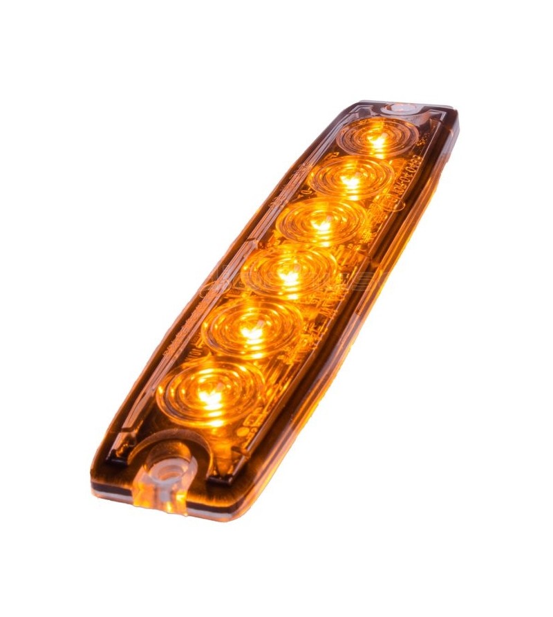 Warning light - Ledson - 6-Led - 6 led - 5.7" - 14.6cm - Clear - Super thin - 23 Flash patterns - Amber - 12V-24V Warning light - Ledson - 6-Led - 6 led - 5.7" - 14.6cm - Clear - Super thin - 23 Flash patterns - Amber - 12V-24V
