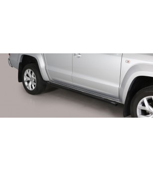 VW Amarok 16+ Oval Grand Pedana (Oval Side Bars with steps) Inox BLACK - GPO/280/PL - Sidebar / Sidestep - Verstralershop