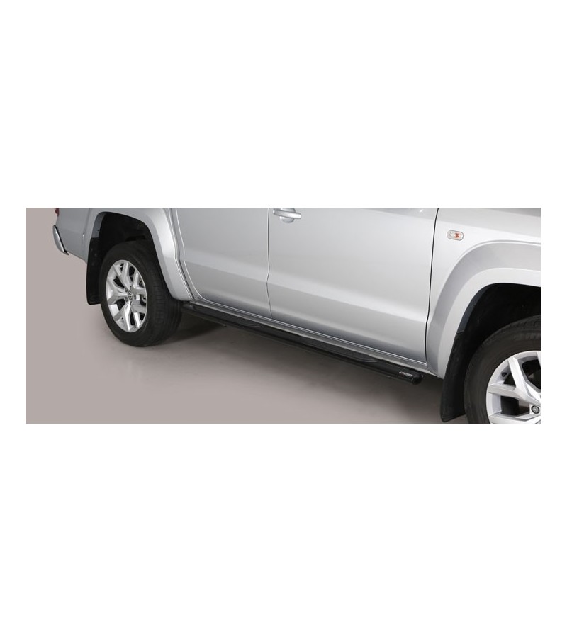 VW Amarok 16+ Oval Grand Pedana (Oval Side Bars with steps) Inox BLACK - GPO/280/PL - Sidebar / Sidestep - Verstralershop