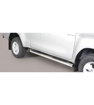 TOYOTA HILUX 16+ Grand Pedana (Side Bars with steps) Inox - Extra Cab - GP/418/IX - Lights and Styling