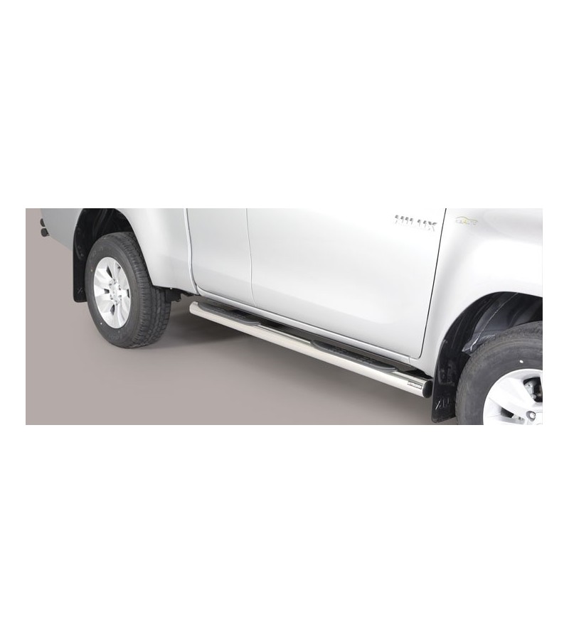 TOYOTA HILUX 16+ Grand Pedana (Side Bars with steps) Inox - Extra Cab - GP/418/IX - Lights and Styling