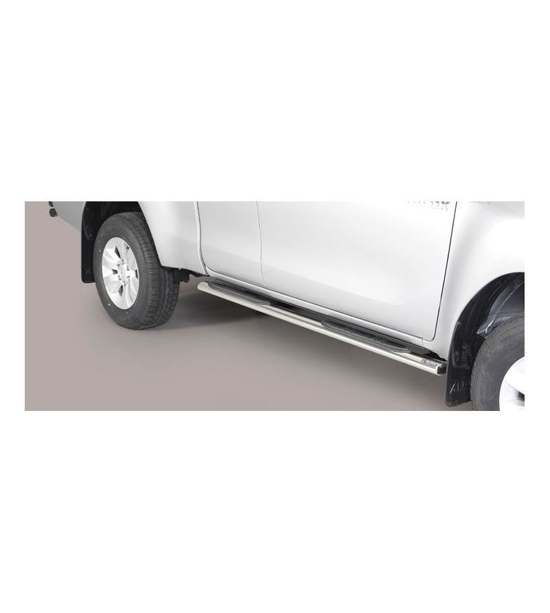 TOYOTA HILUX 16+ Oval grand Pedana (Oval Side Bars with steps) Inox - Extra Cab - GPO/418/IX - Lights and Styling