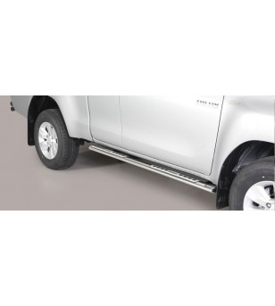 TOYOTA HILUX 16+ Oval Design Side Protections Inox - Extra Cab - DSP/418/IX - Lights and Styling