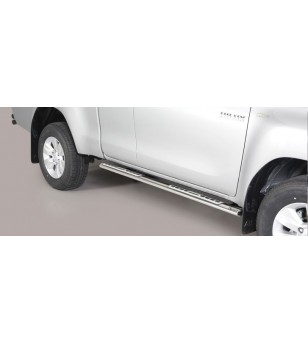 TOYOTA HILUX 16+ Oval Design Side Protections Inox - Extra Cab - DSP/418/IX - Sidebar / Sidestep - Verstralershop