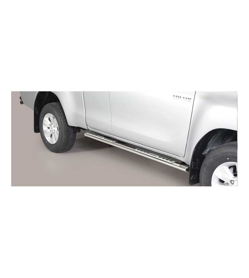 TOYOTA HILUX 16+ Oval Design Side Protections Inox - Extra Cab - DSP/418/IX - Lights and Styling