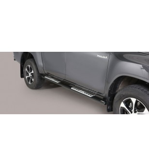 TOYOTA HILUX 16+ Oval Design Side Protections Black Coated - Extra Cab - DSP/418/PL - Lights and Styling