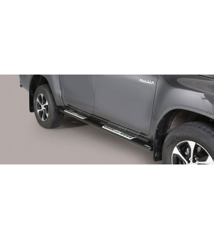 TOYOTA HILUX 16+ Oval Design Side Protections Black Coated - Extra Cab - DSP/418/PL - Sidebar / Sidestep - Verstralershop