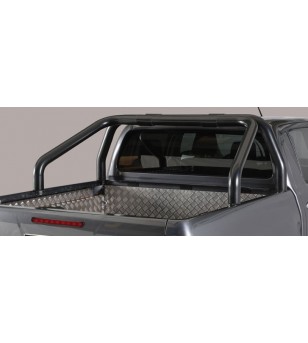TOYOTA HILUX 16+ Roll Bar on Tonneau Black Coated Inox (2 pipes version) - RLSS/2410/PL - Lights and Styling