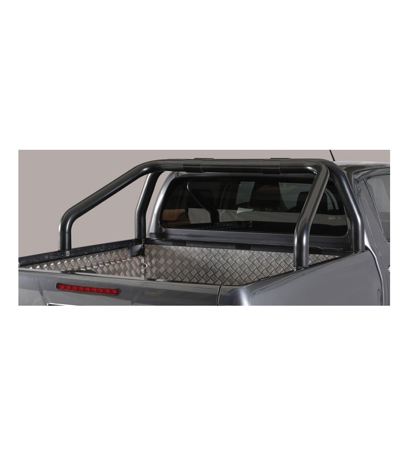 TOYOTA HILUX 16+ Roll Bar on Tonneau Black Coated Inox (2 pipes version) - RLSS/2410/PL - Lights and Styling