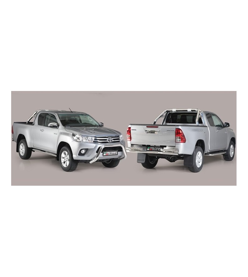 TOYOTA HILUX 16+ Roll Bar Mark on Tonneau Inox (3 pipes version) Black Coated - RLSS/K/3410/PL - Lights and Styling