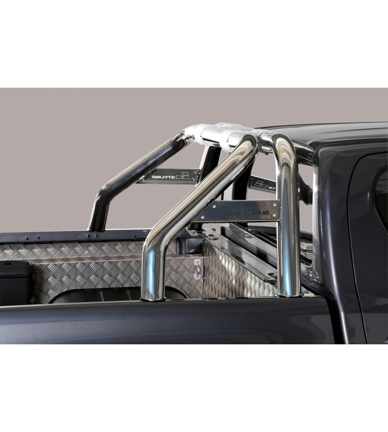 TOYOTA HILUX 16+ Roll Bar Mark on Tonneau Black Coated Inox (2 pipes version) - RLSS/K/2410/PL - Rollbars / Sportsbars - Verstra