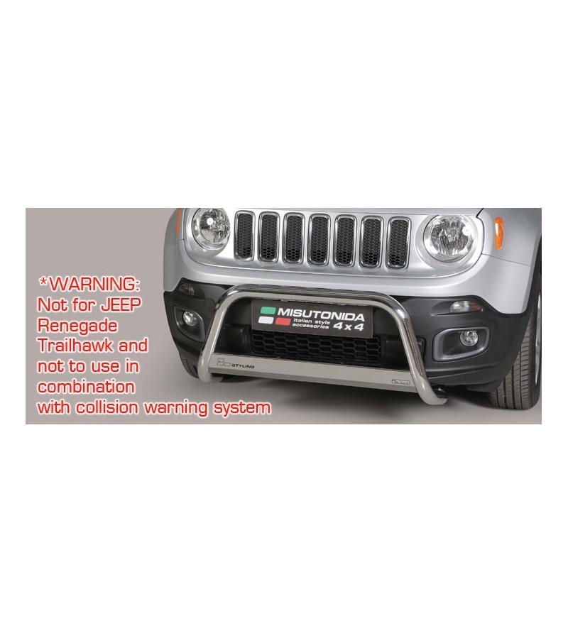 Jeep Renegade 2014- EC goedgekeurd Medium Bar ø63 rvs - EC/MED/376/IX - Bullbar / Lightbar / Bumperbar - Verstralershop