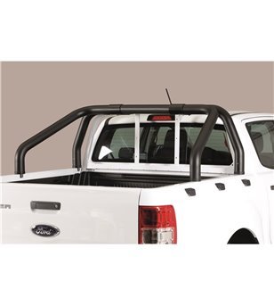 Ranger D.C. 19- Roll Bar on Tonneau Inox (2 pipes version) Black Powder Coated - RLSS/2295/PL - Lights and Styling