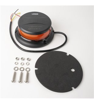 Varningsljus - Ledson - 11cm - 7 Blixtmönster - Bärnsten - R65 - 12V-30V -
