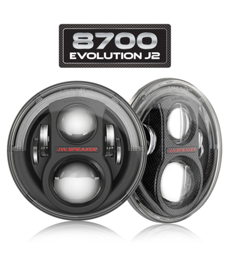 JW Speaker 8700 Evolution J2 black headlamp w DRL - set - 0554553 set - Lights and Styling