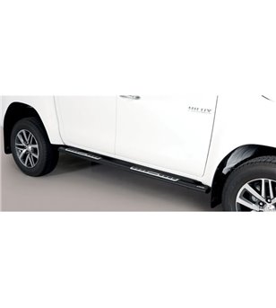 TOYOTA HILUX 19+ Oval Design Side Protections Black Coated - Double Cab - DSP/410/PL - Lights and Styling