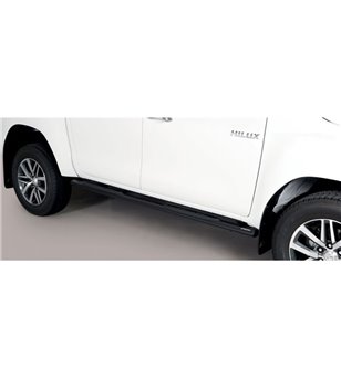 TOYOTA HILUX 19+ Oval grand Pedana (Oval Side Bars with steps) Black Coated - Double Cab - GPO/410/PL - Lights and Styling