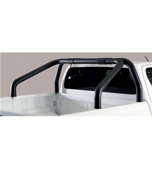 TOYOTA HILUX 19+ Roll Bar on Tonneau Black Coated Inox (2 pipes version) - RLSS/2410/PL - Lights and Styling