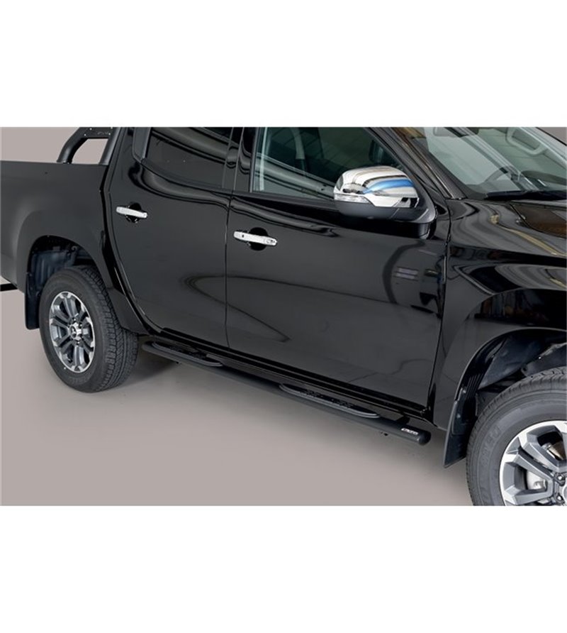 L200 DC 2019- Oval grand Pedana (Oval Side Bars with steps) Inox Black Powdercoated - GPO/390/PL - Lights and Styling