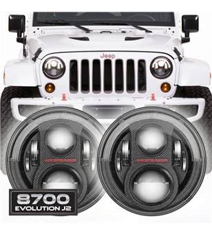 JW Speaker 8700 Evolution J2 carbon LED koplamp met DRL - set - 0553983 set - Lights and Styling